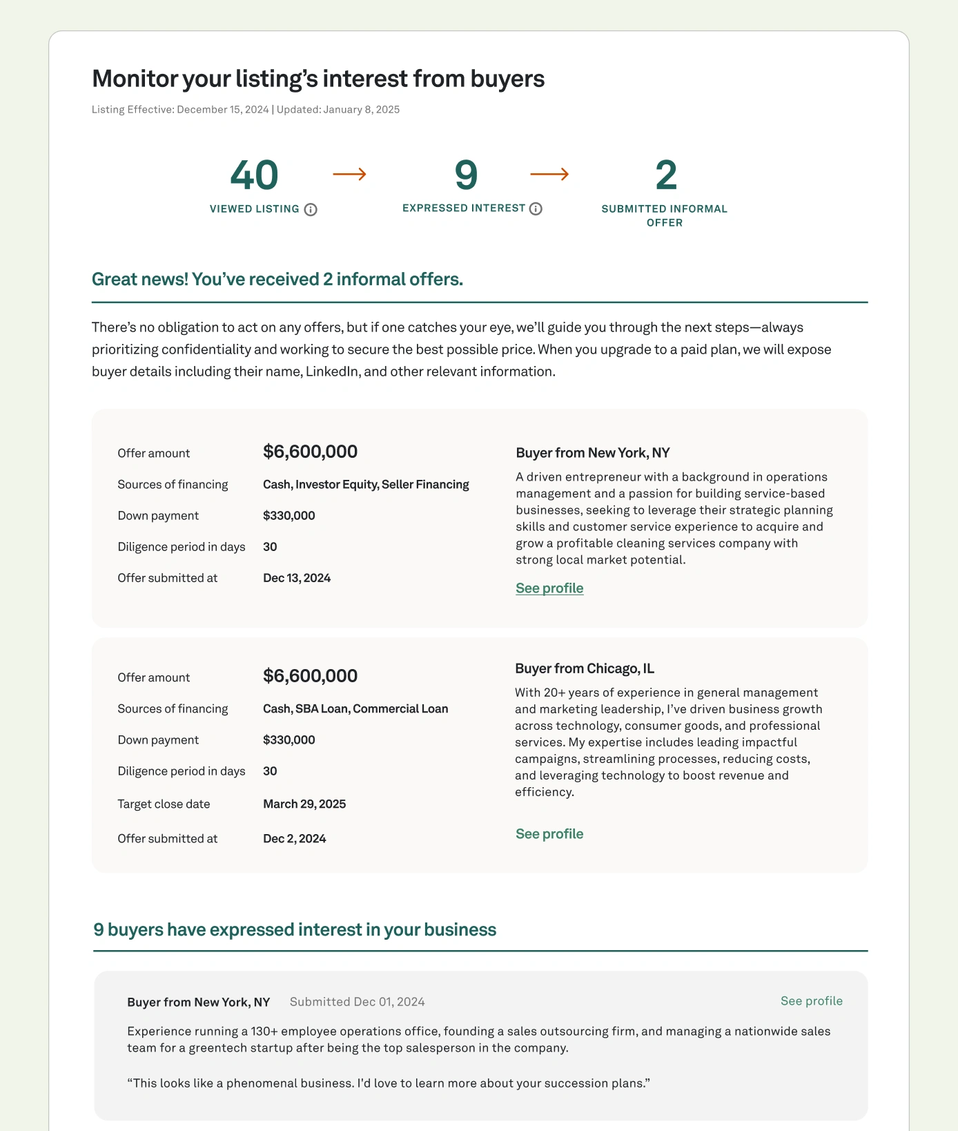 Private Listing Dashboard